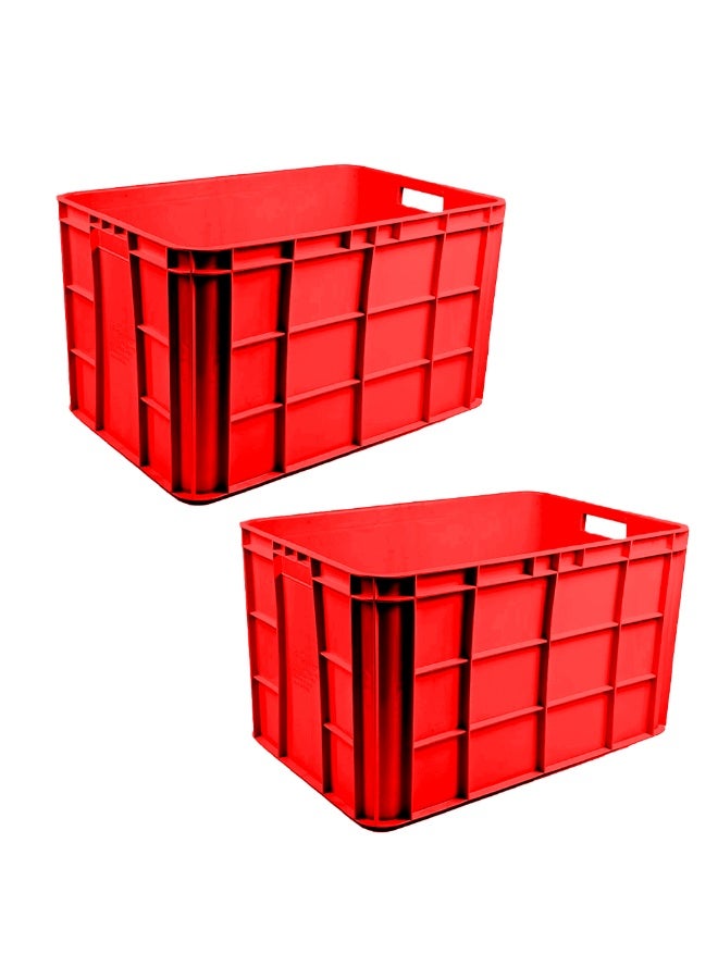 Plastica Industries LLC 2pcs of Fish Crate 600x400x350mm, 70L Stackable Plastic Storage Box for Fishing, Seafood, Cold Storage, Transport & Industrial Use - Red - Image 1